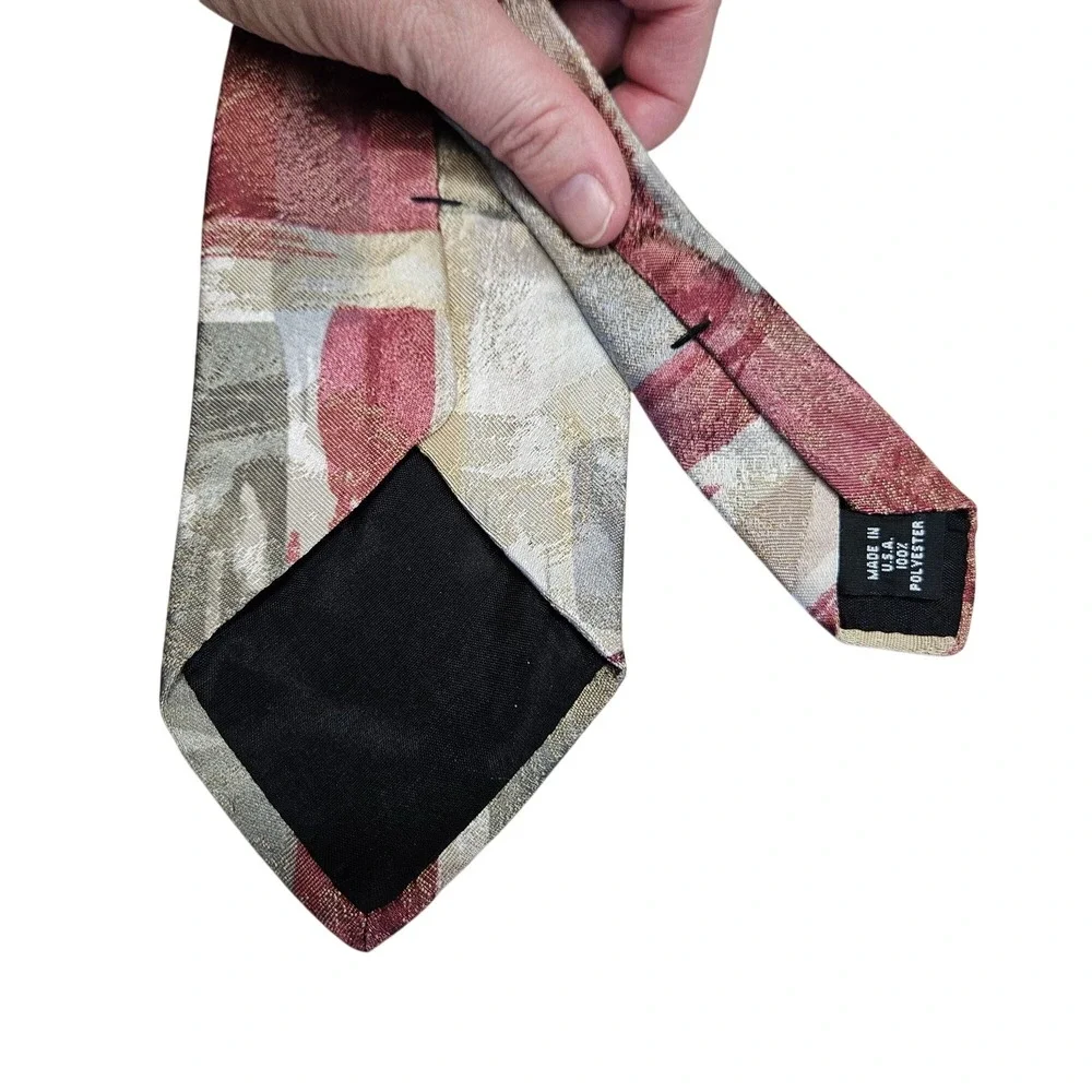 Vintage‎ Puritan Special Edition Abstract Print Tie Gray Burgundy Cream Beige